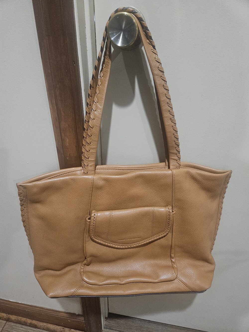 Aimee Kestenberg Camel Leather Tote with Braided Straps